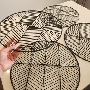 Set of 4 CB2 Herringbone Geometric Metal Placemats